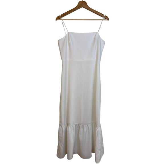 PARK & FIFTH Singer Midi Dress Size Medium Ruffle Hem White Wedding Bachelorette - Picture 3 of 12